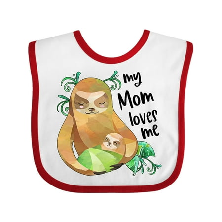 

Inktastic My Mom Loves Me Cute Sloth and Baby Gift Baby Boy or Baby Girl Bib