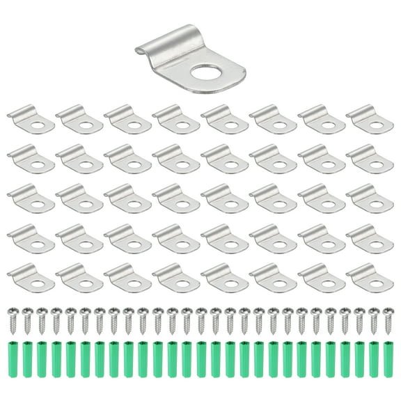 Uxcell 60Pack Stainless Steel Pipe Strap Fit for 1/8in(3mm) Cable U Shape Strap Clamp