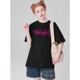 thumbnail image 1 of [Ropa informal] Camiseta blanca "Feliz Día de San Valentín" para mujer - Letras rosas, manga corta, cuello redondo, top informal de algodón, lavable a máquina, ideal para primavera/verano. Para adulto, 1 of 7