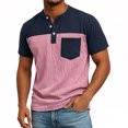 thumbnail image 4 of JAJAHO Mens Henley Shirts Short Sleeve T Shirt Casual Summer Color Block Graphic Tees With Pocket Soft Tops, 4 of 4