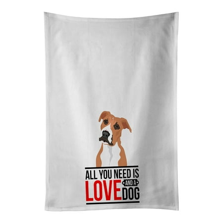 

Pit Bull Fawn #3 White Kitchen Towel Set of 2 19 in x 28 in