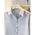 thumbnail image 5 of Women Regular‑Fit Striped Collared Long‑Sleeve Button‑Up Shirt, Casual Daily Blouse, 5 of 11