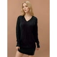 thumbnail image 5 of Womens V Neck Mini Sweater Dress Cable Knit Long Sleeve Casual Loose Fall Tunic Pullover Sweaters Black L, 5 of 8