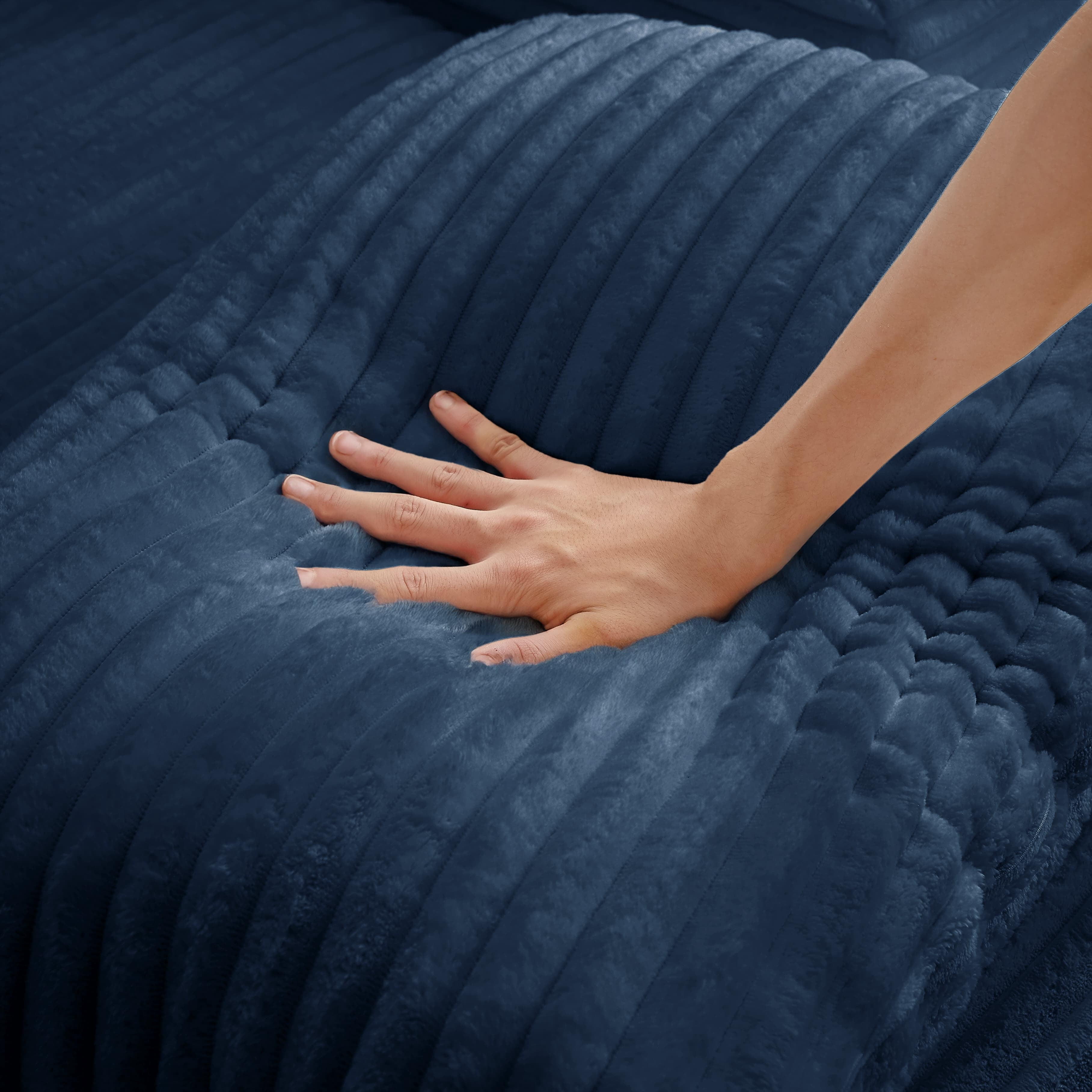 MAYEERTY Oversized Corduroy Chaise Lounge Sofa, Modern Couch with Spring Cushion for Living Room, 49*66*28"Blue
