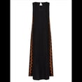 thumbnail image 4 of Vestido Informal de Mujer, Sin Mangas, Cuello Redondo, Color Liso, con Costuras de Encaje y Abertura, Medio. Negro XL, 4 of 8
