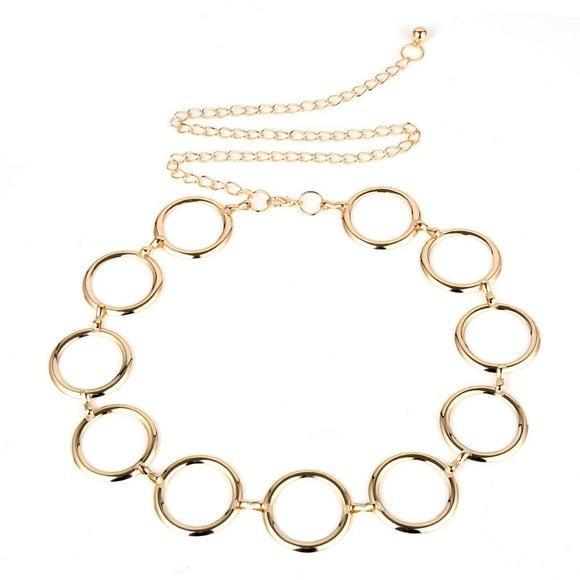 XZNGL Waist Belt for Women Vintage Gold Flower Circle Waistband Metal Waist Chain Belt Wide Women Gold Chain Belt Waist Chain Belt Gold Belt Chain
