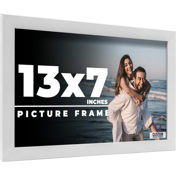 13x7 Frame White Solid Wood Picture Frame Includes UV Acrylic Shatter Guard Front, Acid Free Foam