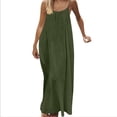 thumbnail image 5 of Backless Cami Dresses for Women Housedress Casual Flowy Maxi Dress Sleeveless Solid Open Back Sundress Big and Tall Size S-5XL Army Green, 5 of 9