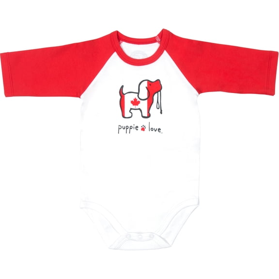 Canada - 6-12 Months 3/4 Length Red Sleeve Onesie
