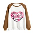 thumbnail image 4 of Gibobby Sudadera con forro polar Mujer Sudadera con capucha informal sin sombrero con cuello redondo y mangas raglán con estampado divertido del día de San Valentín para mujer(Marrón, S), 4 of 5