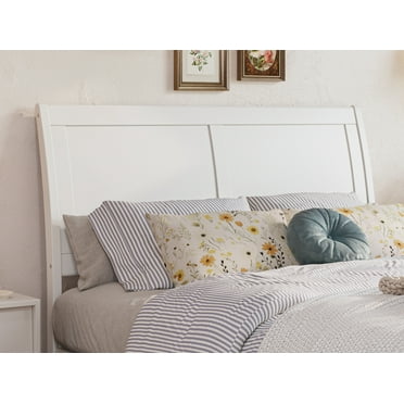AFI Portland Full Sleigh Solid Wood Panel Headboard with Attachable Charger, White