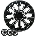 thumbnail image 1 of Wheel Cover Kit, 14 Inch Hubcaps Set of 4 Automotive Hub Caps with Universal Snap-On Retention Rings, 2-Tone ABS Plastic Black and Silver Rim Covers for All Makes, Models (SG-5086-DP-14), 1 of 7