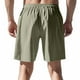 thumbnail image 4 of pstuiky Pantalones cortos cargo para hombre, Pantalones cortos de lino con cintura elástica y botones de color liso para hombre, versátiles y a la moda. Pantalones cortos de baloncesto, 4 of 9