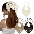 thumbnail image 4 of Yauxim Scarf Crochet Bandana Head Kerchief Hair Scarf Knitted Headwrap Tie Back Floral Hair Bandana Headwear for Women Girls, 4 of 7