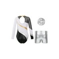 thumbnail image 2 of TiaoBug Kids Girls Long Sleeve Gymnastics Dance Leotard with Metallic Shorts Headwear Athletic Workout Activewear White 8, 2 of 7