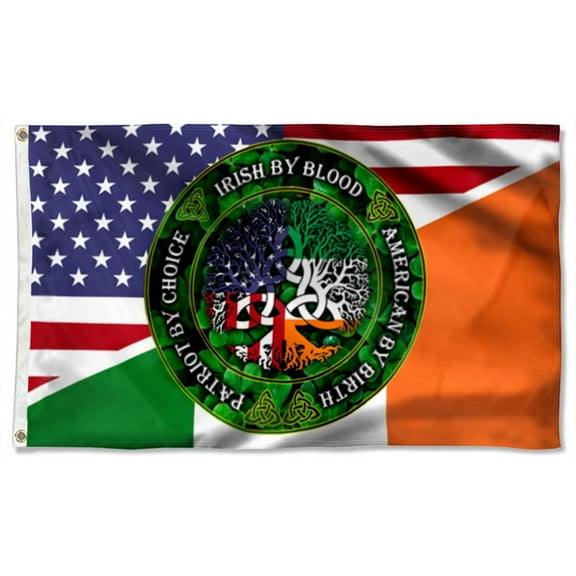 Irish American Grommet Flag Celtic Cross Saint Patrick’s Day Flag 3x5Feet Banner with 2 Brass Grommets