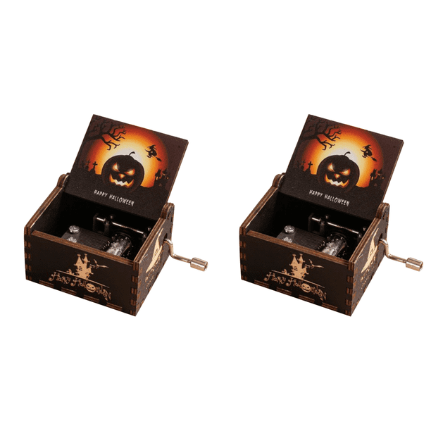 Caja Música Manivela Víspera Halloween Tallada Retro Del (C)