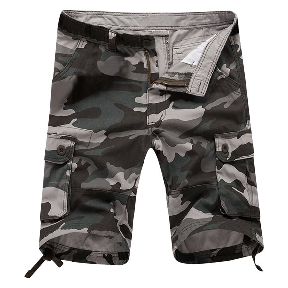EQWLJWE Short de Sport Homme Shorts pour Hommes Décontractés Camouflage Fermeture Éclair Bouton Multiples Poches Grande Taille Shorts Cargo Tactiques Shorts pour Hommes Liquidation