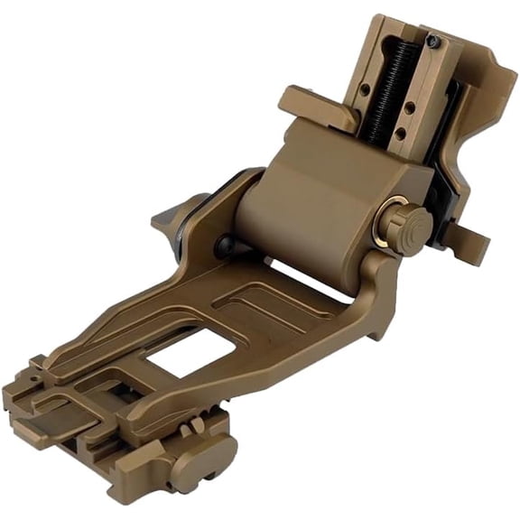 NVG Low Profile Flip-Up Helmet Mount, for PVS Night Vision Goggles NVG Adjustable Dovetail, Fits Numerous Facial Profiles and Helmet Mounting Systems, Tan