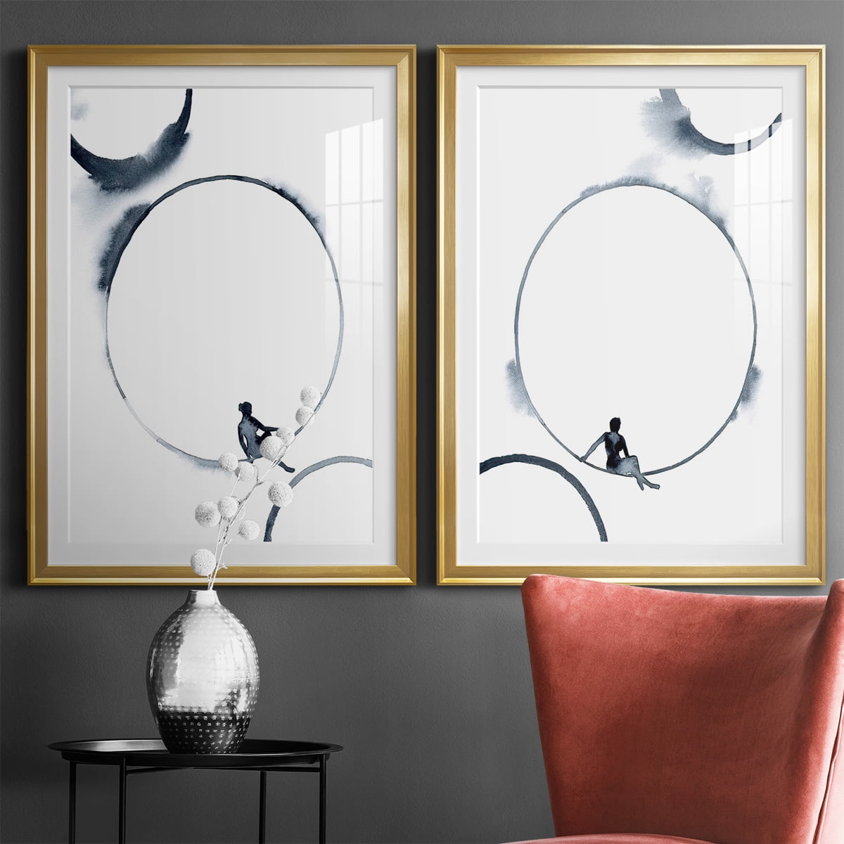 Wexford Home Woman in the Moon I Premium Framed Print, 26.5" x 36.5" - Ready to Hang, Gold (Set of 2)