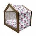 thumbnail image 2 of Flower Pet House, Poppies Ornamental Vintage Style Design Leaves Buds Botany Art, Outdoor & Indoor Portable Dog Kennel with Pillow and Cover, 5 Sizes, Fuchsia and Petrol Blue, by Ambesonne, 2 of 5