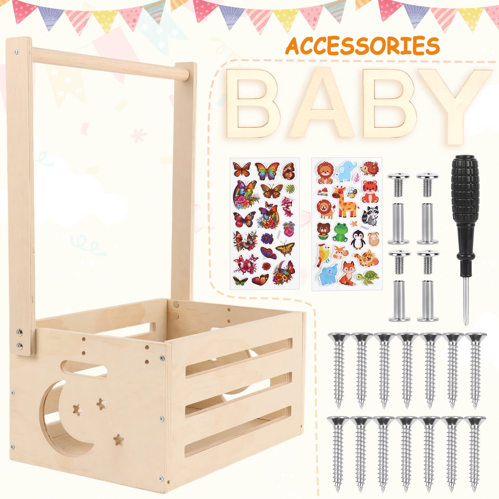 Baby Shower Crate Closet, Wooden Baby Shower Gift Baskets, Personalized Baby Basket for New Baby Gift