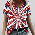 thumbnail image 2 of ZQUUVOU 4Th Of July V Neck Patriotic T-Shirts Women American Flag Print Short Sleeve Tops C-Red (XL), 2 of 4