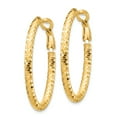 thumbnail image 2 of Primal Gold 14 Karat Yellow Gold 3mm Medium Diamond-cut Oval Omega Back Hoop Earrings, 2 of 5
