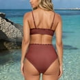 thumbnail image 5 of RTKFRFLM Maternity Backless Bikini Set High Waisted Solid Color Pregnancy Swimwear Coffee M, 5 of 7