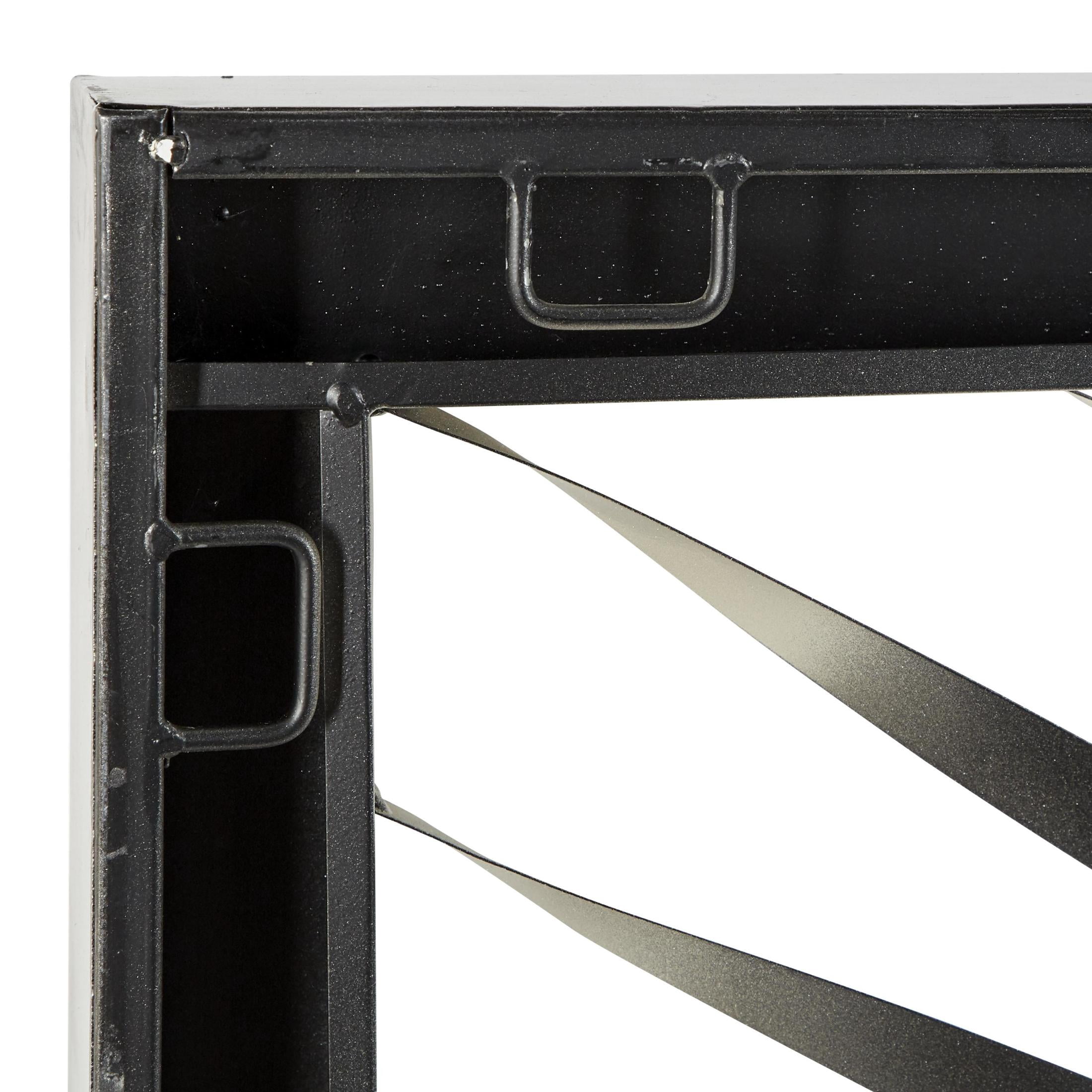 DecMode Silver Metal Coiled Ribbon Sunburst Wall Decor with Black Frame