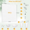 thumbnail image 2 of Kit organizador de pared Peg Board FZK de metal perforado, 74 unidades, blanco, 2 of 7
