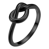 CILENON Ring for Women Women Men Ring Knotted Heart Titanium Steel Female Ring Jewelry Gift Finger Rose Gold Ring Gold Wedding Bands for Women Spinelli Ring(Black,11)
