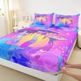 thumbnail image 3 of Manfei Neon Mushroom Full Size Sheets,Boho bohemian Style Bed Sheets,Purple Pink Blue Sheet Sets For Girl,Luxury Bedroom Decor,4-Piece, 3 of 7