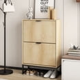 thumbnail image 5 of Fiogmub Free Standing Shoe Storage Cabinet with 2 Flip Drawers, Wooden Brown, 39.68 lb, 5 of 7
