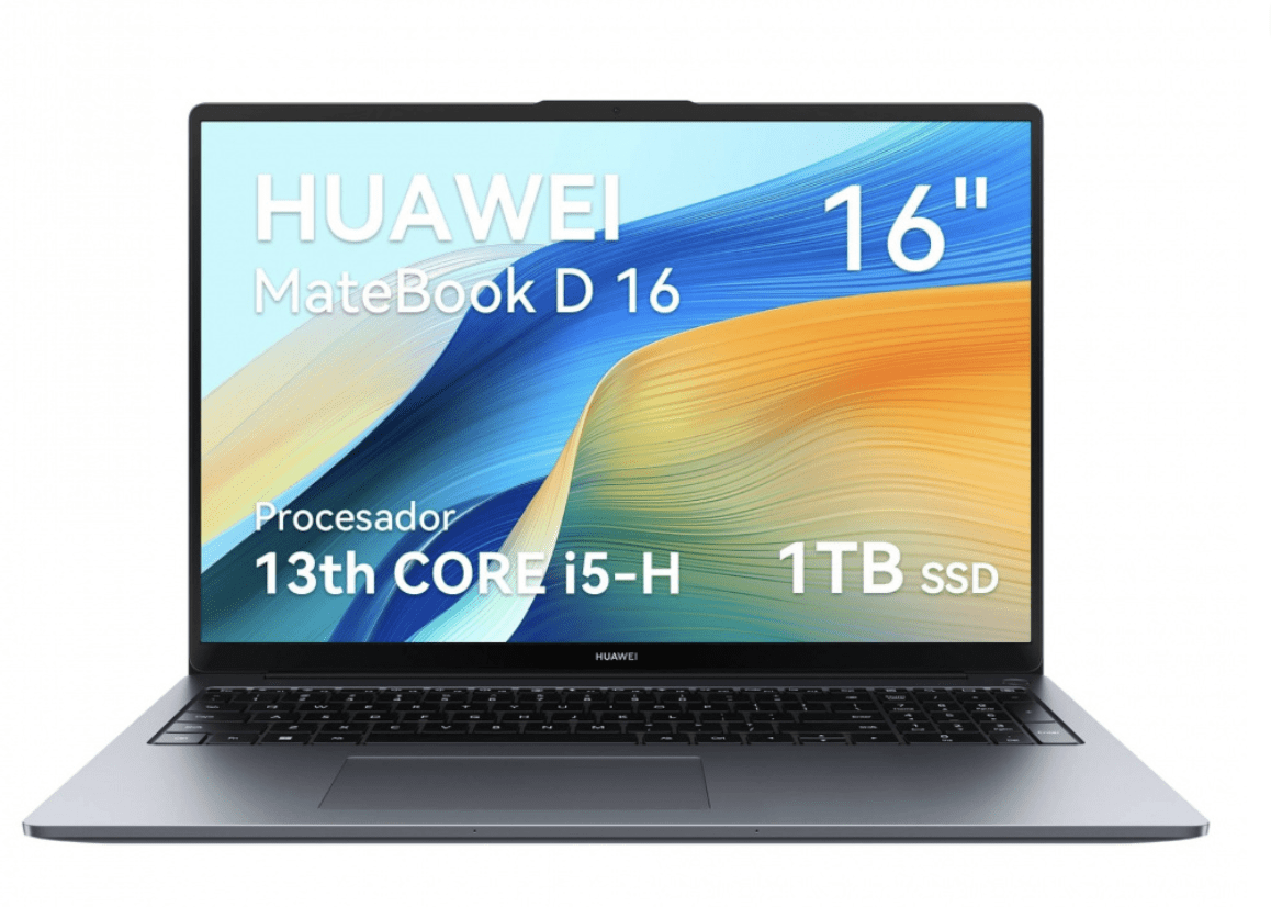 Laptop Huawei MateBook D16 16” FHD+ | Intel Core i5-13420H | 16GB RAM | 1TB SSD | Cuerpo de Metal | Windows 11 Pro | Teclado Español