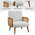 thumbnail image 5 of Andeworld Fabric Upholstered Accent Chair,Mid-century Armchairs with Rattan Armrests,Modern Living Room chairs for Bedroom Reading Room,Beige, 5 of 5