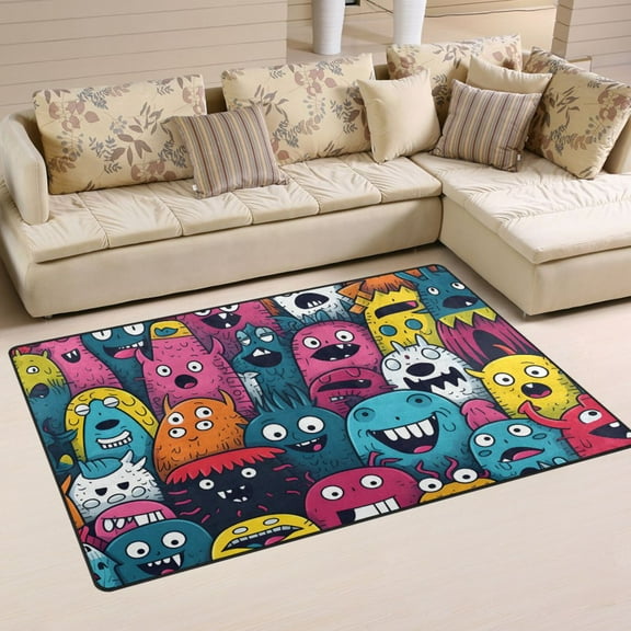 Monsters Colorful Area Rug Washable Floor Carpet Mat 60 x 39 inch for Bedroom Living Room Kids Room Home Decor