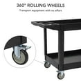 thumbnail image 5 of 2-Shelf Utility Cart - 500 lb Capacity, Rolling Service Cart with 360°Swivel Wheels, Ergonomic Handle for Warehouse, Garage, Manufacturing, Cleaning, Black, 5 of 7