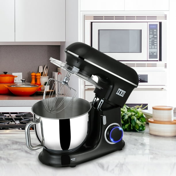Stand Mixer with Bowl, 7.4QT Kitchen Cake Mixer Chef Machine, 6 Speed Home Dough Mixer with Stainless Steel Bowl, Dough Hook, Beater & Whisk, 660W Modern Stand Mixer for Kitchen, Black,