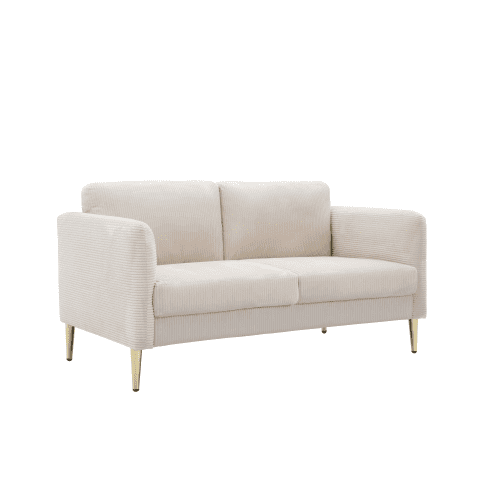 Xukmct 60.63" Sofa Couch with Wood Frame, 2 Seater Corduroy Upholstered Loveseat Sofa for Living Room, Apartment, Office, Beige