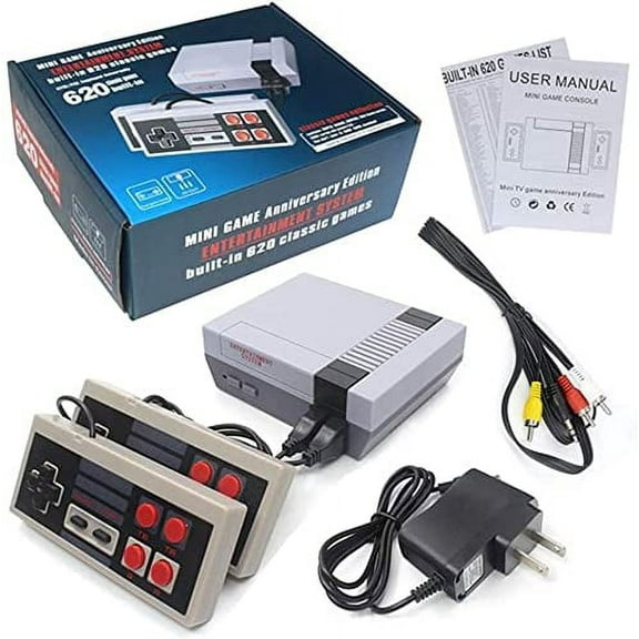 PaiXi Mini Game Console with NES Dual Controllers, Gray