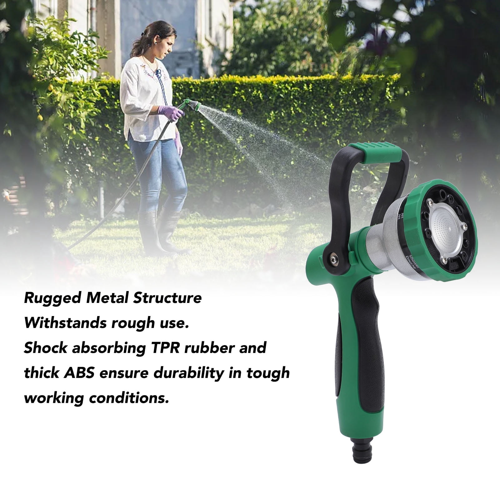 Riousery Heavy Duty Garden Hose Nozzle High Pressure Multifunctional Spray Nozzle (9.45 inches / 24 cm)