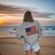 thumbnail image 4 of Cárdigan de Punto Vintage con Estampado de Rayas y Estrellas de la Bandera de US para Mujer, con Frente Abierto Gris XL, 4 of 7