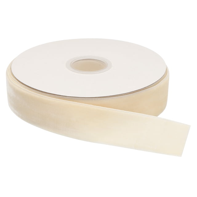 Unique Bargains Velvet Ribbon 1 Inch x 25 Yard Single Face Spool Silky DIY Crafts Gift Wrapping Bow Decoration Cream