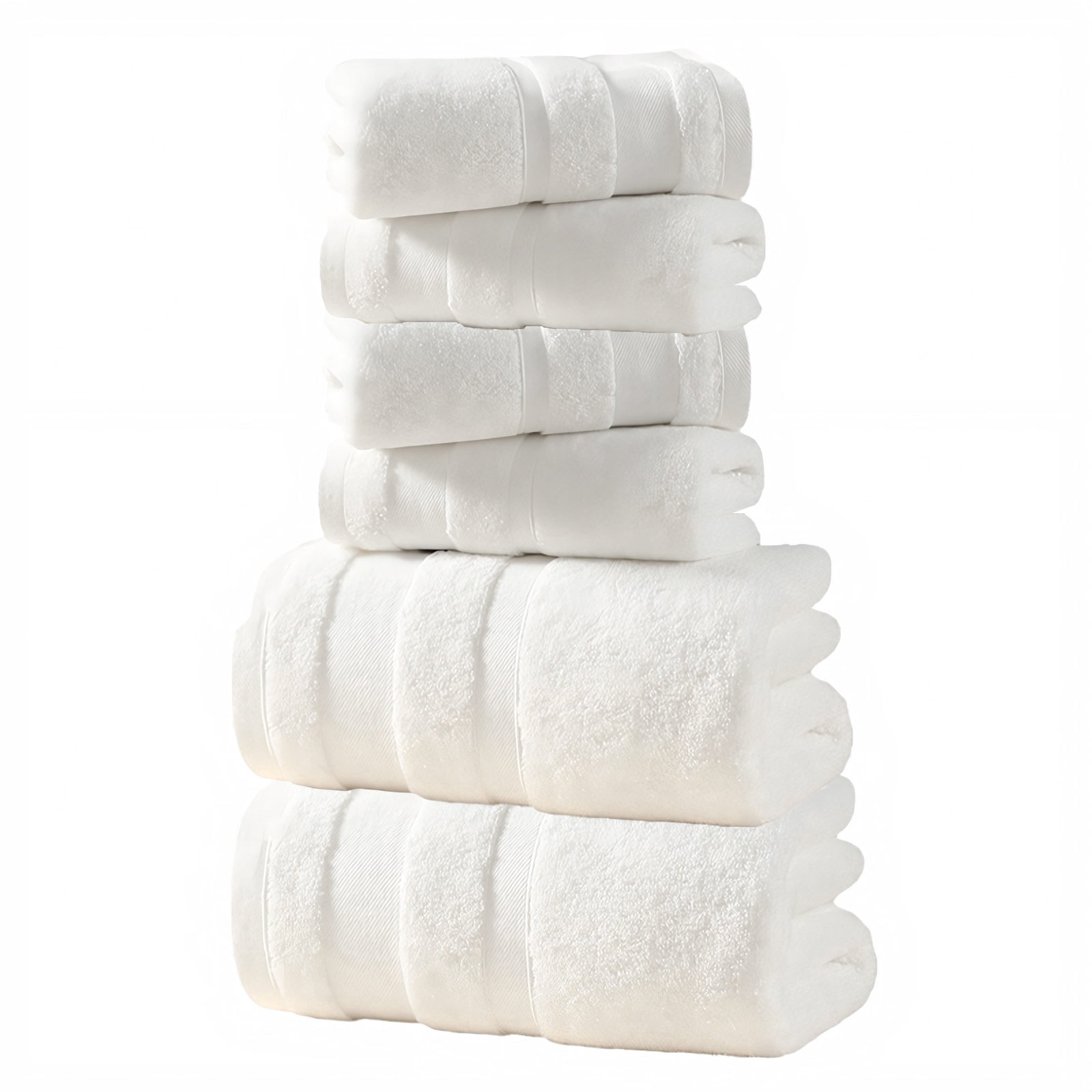 TOPCHANCES 6-Piece Towel Set, Ultra Absorbent Cotton Bath Towels Set (White)