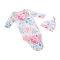 thumbnail image 1 of Ensemble de Sac de Couchage pour Bébé Grenouillère Nouveau-Né Manches Longues Col Ras du Cou Imprimé de Fleurs Bonnet de Couchage Langes Sac de Couchage, 1 of 5