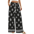 thumbnail image 3 of ibiyuan Women Dress Pants High Waisted Palazzo Pants for Women Casual Breathable Linen Trousers for Women Drawstring Women Lounge Pants Summer Spring Outfits, 3 of 5