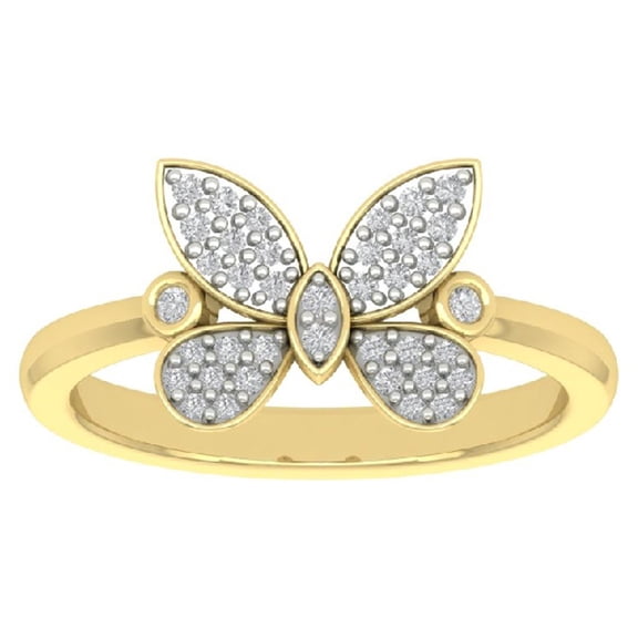 Araiya 10K Yellow Gold Diamond Butterfly Ring (1/4 cttw, I-J Color, I2-I3 Clarity), Size 7