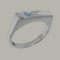 thumbnail image 2 of LBG British Made 14k White Gold Natural Aquamarine Mens Band Ring - 33 size options - Size 9.5, 2 of 6