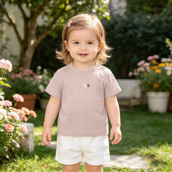 Gaexia Lightweight Baby Toddler Short Sleeve T Shirt For Summer Solid Kids Breathable Girls Clothes Soft Girls Tops Tees (Pink,3-6 Months)
